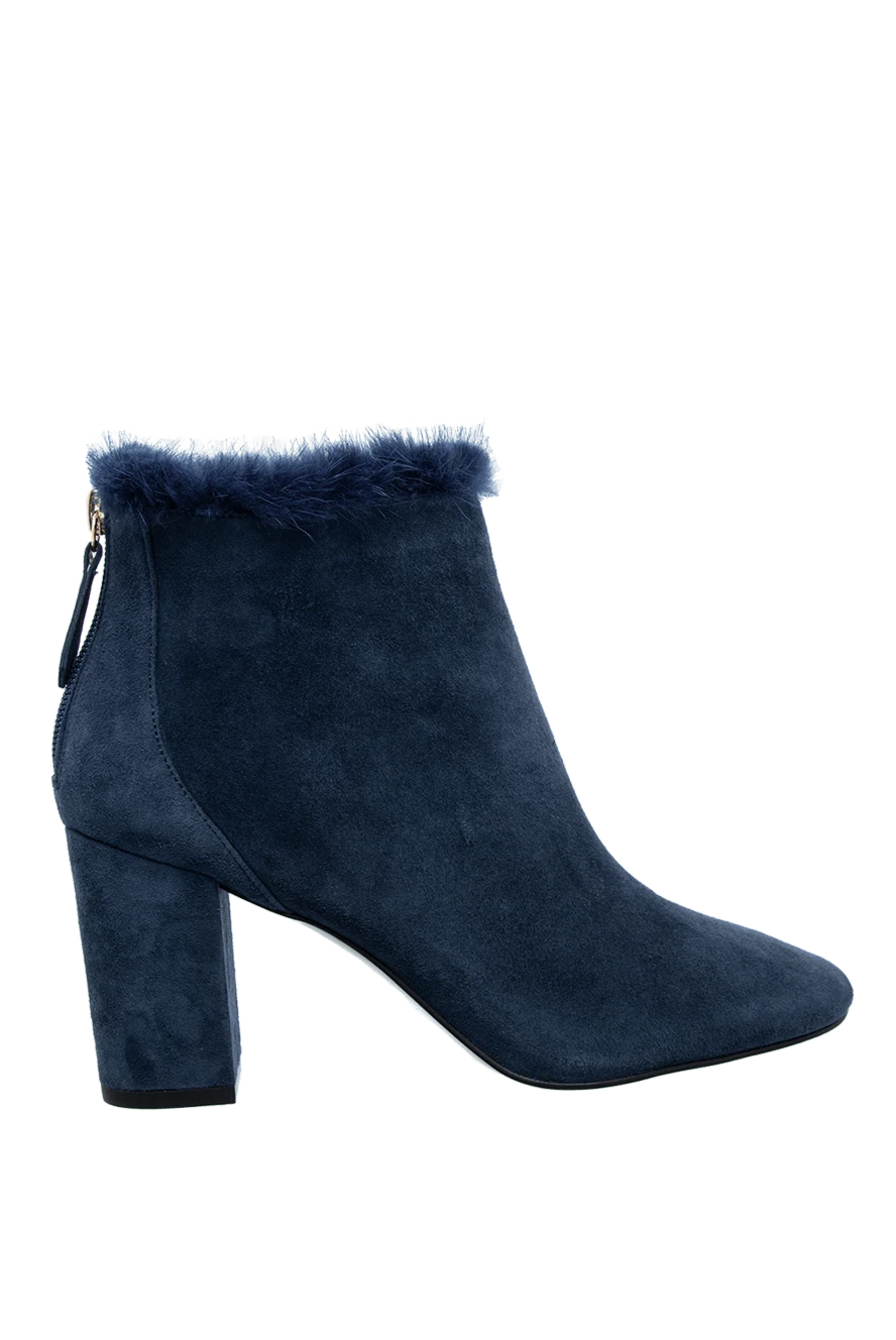 Max&Moi Women's blue suede boots with fur - fur edge. suede, fur. Heel height: 10 centimeters. zipper. Country of manufacture: Italy. Care: specialized cleaning - photo 1