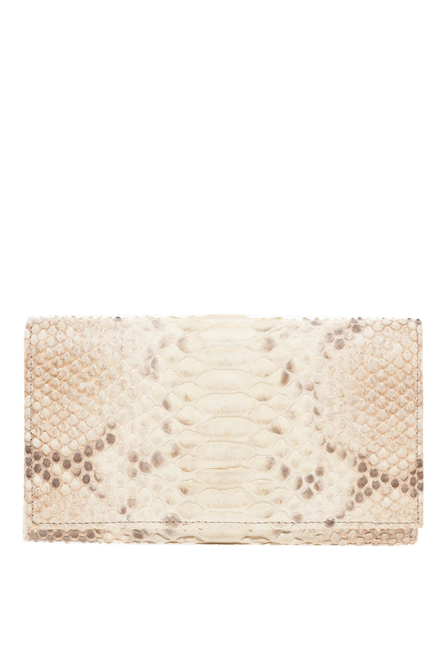 Cesare di Napoli Women's brown leather wallet with crocodile skin embossed - textured leather. 100% natural python skin. Fastener: button. Country of manufacture: Italy. Care: specialized cleaning - photo 1