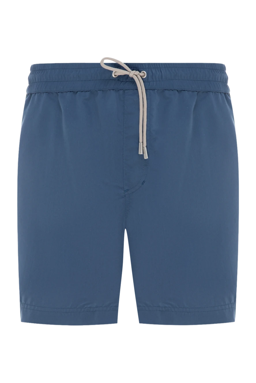 Brunello Cucinelli Blue polyester beach shorts for men - 100% polyester. zipper, drawstring. two side, one back. Country of manufacture: Italy. Care: specialized cleaning - photo 1