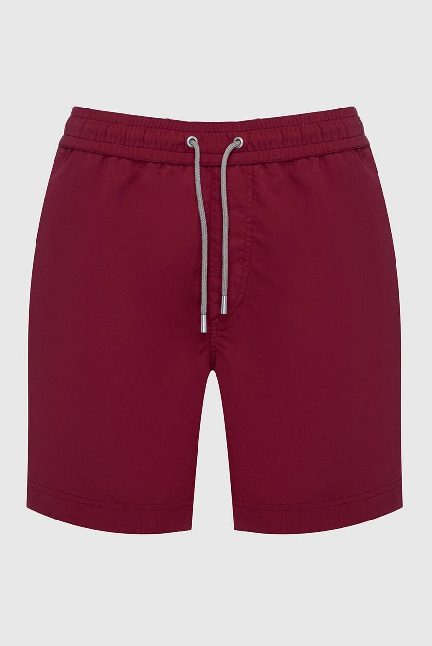 Brunello Cucinelli Men's polyester beach shorts, burgundy - 100% polyester. Closure: drawstring. two side, one back. Country of manufacture: Italy. Care: specialized cleaning - photo 1