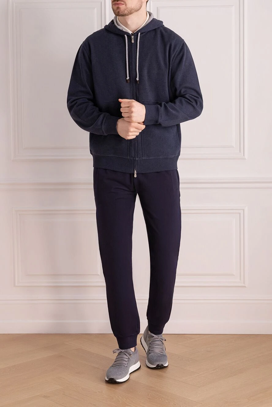 Brunello Cucinelli кофта спортивная из хлопка и полиамида серая