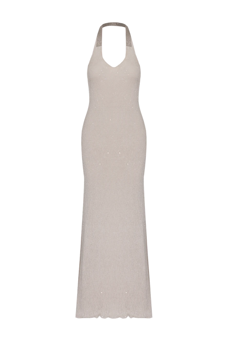 Brunello Cucinelli Beige linen and silk dress for women - glossy spraying. 75% linen, 25% silk. Country of manufacture: Italy. Care: specialized cleaning - photo 1