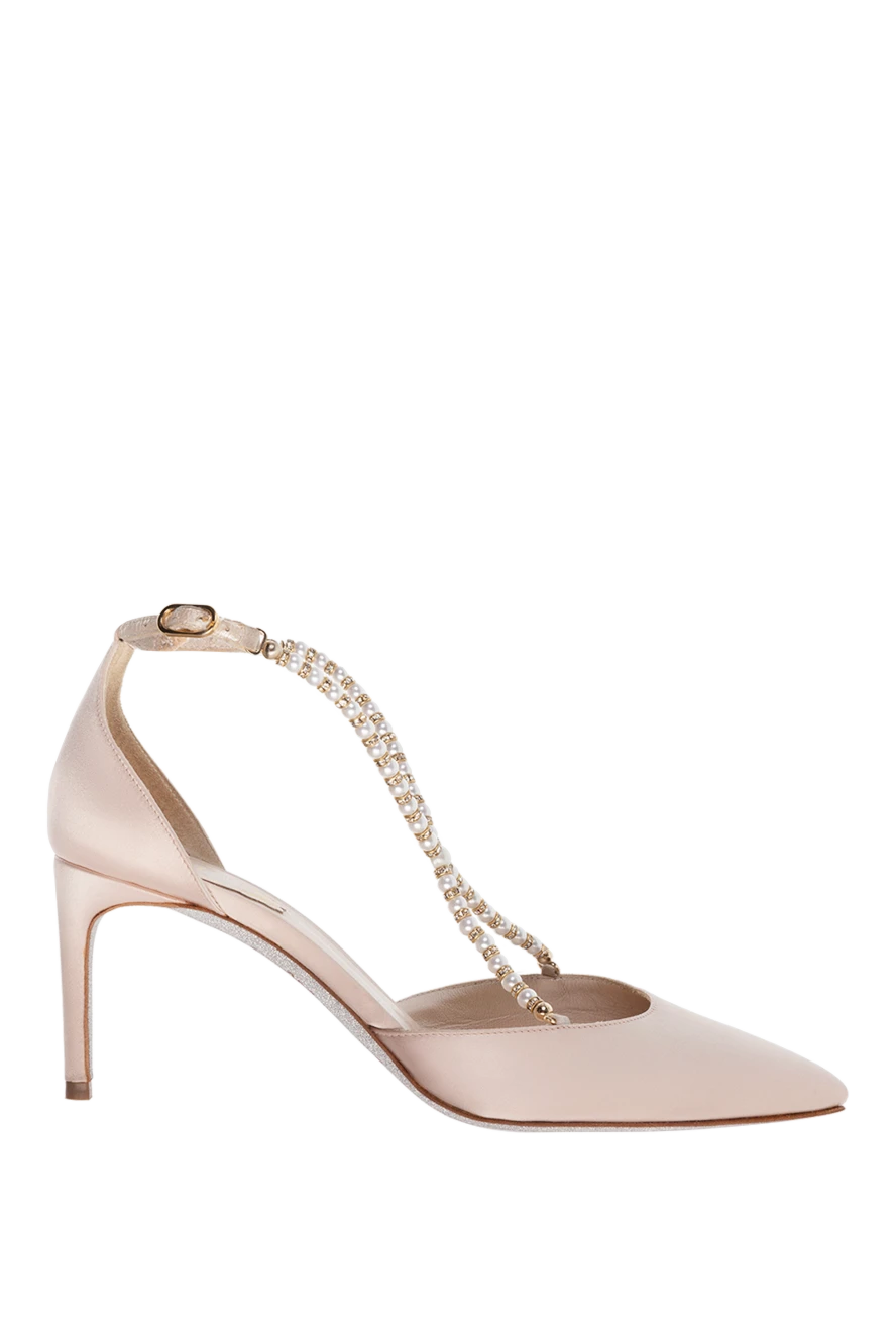 Rene Caovilla women s beige silk shoes with pearl straps 143515 Women stilettos Domino Online Store Ukraine