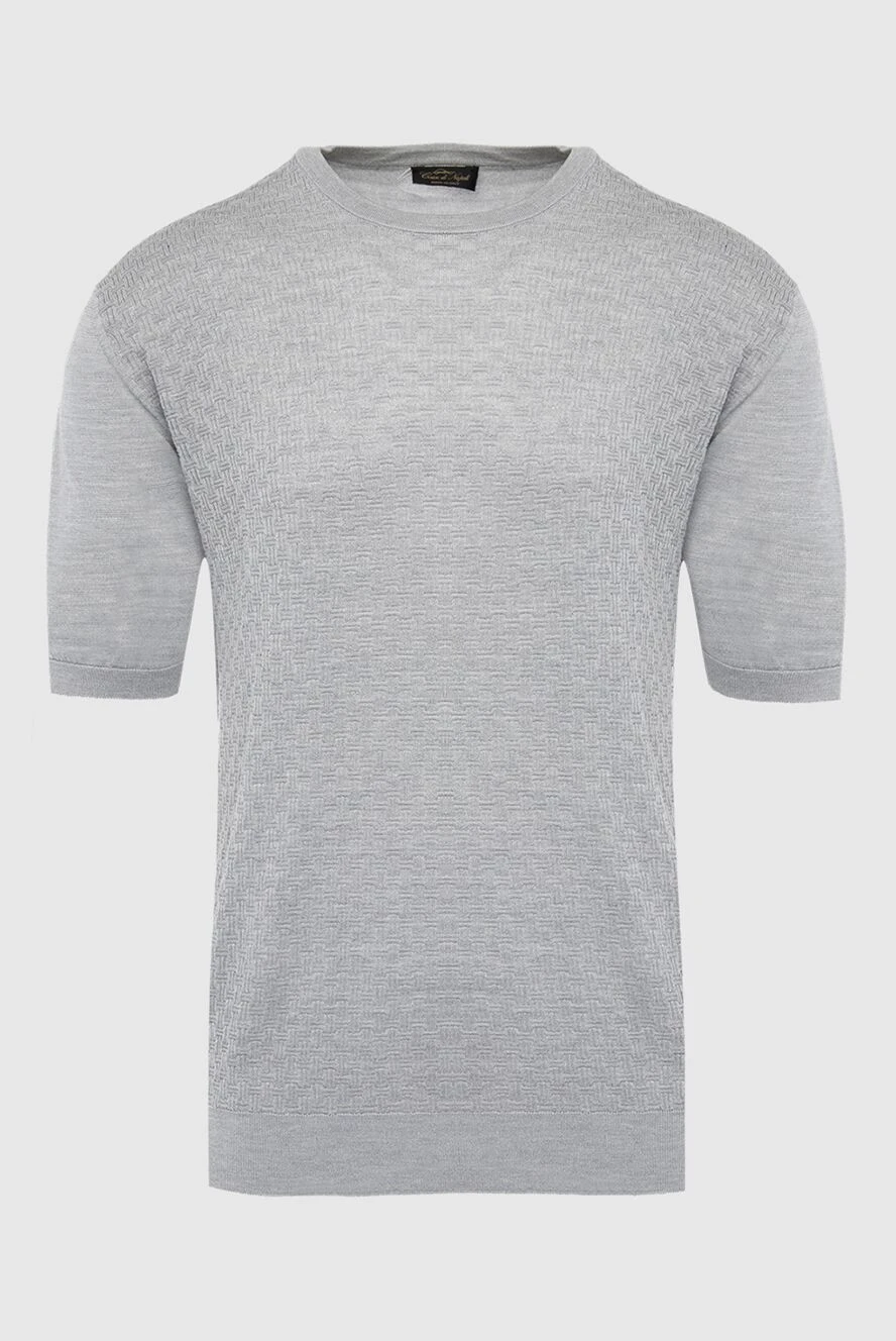 Cesare di Napoli Silk short sleeve jumper gray for men - Embossed pattern. Short sleeve. 100% silk. Country of manufacture: Italy. Care: specialized cleaning - photo 1