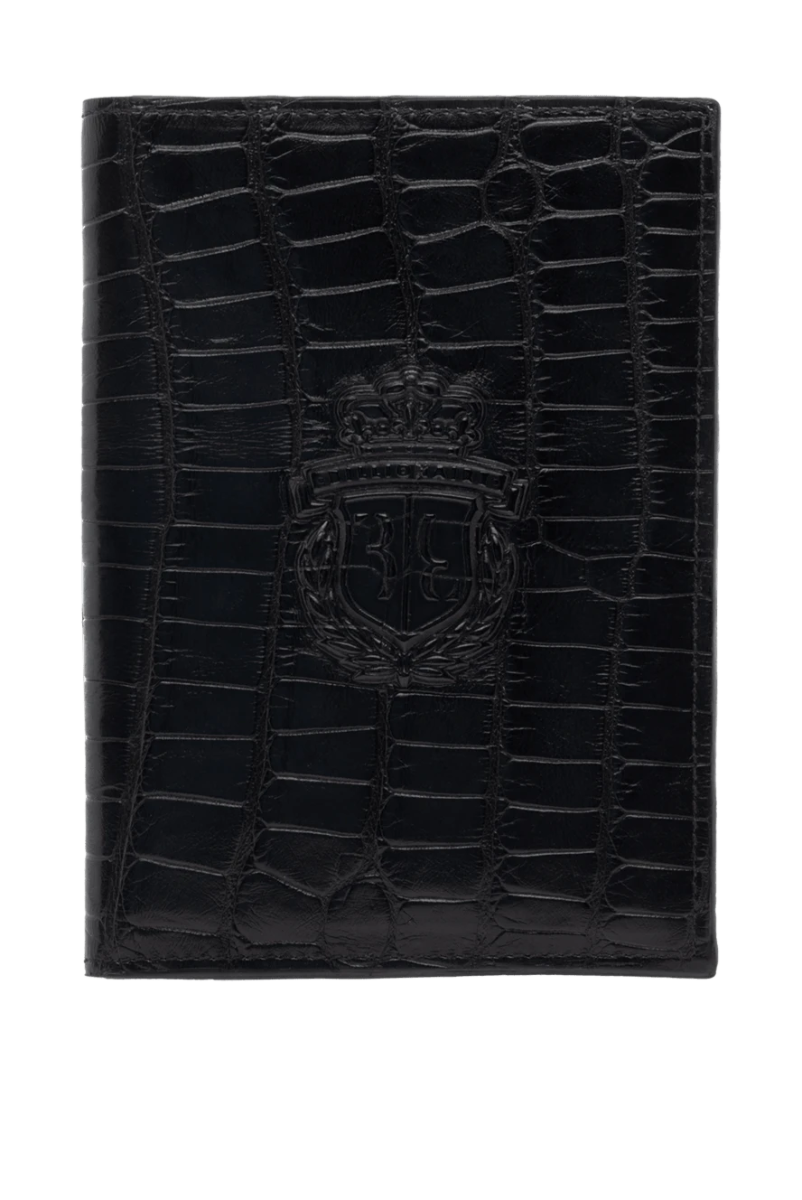 Billionaire Passport cover made of crocodile leather black male - Textured leather, logo embossing. 100% crocodile skin. Button. Country of manufacture: Italy. Care: specialized cleaning - photo 1