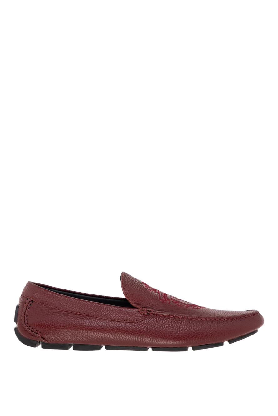 Billionaire Men's leather moccasins burgundy - Embossed Logo. 100% leather. Interior: Leather. Insole: Leather. Outsole: Rubber. Country of manufacture: Italy. Care: specialized cleaning - photo 1