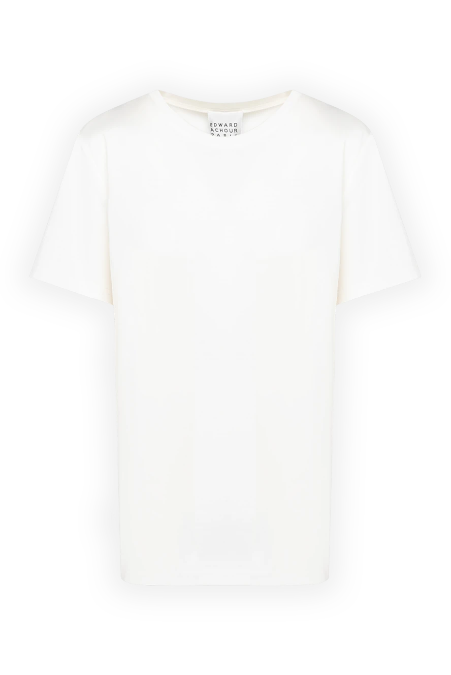 Edward Achour Paris Women's Cotton White T-shirt with Decor - 100% cotton. Country of manufacture: Italy. Care: specialized cleaning - photo 1