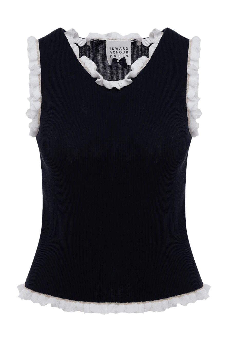 Edward Achour Paris Black viscose and polyamide top for women - bow. 85% viscose, 15% polyamide. Country of manufacture: Italy. Care: specialized cleaning - photo 1