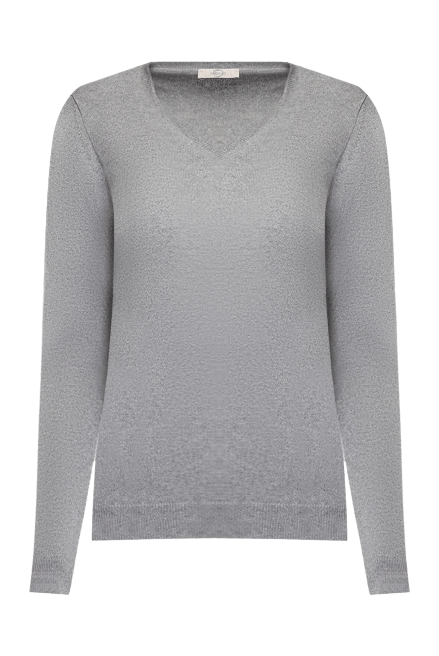 Casheart Grey cashmere womens jumper with a V-neckline - V-neck. 100% cashmere. Country of manufacture: Italy. Care: specialized cleaning - photo 1