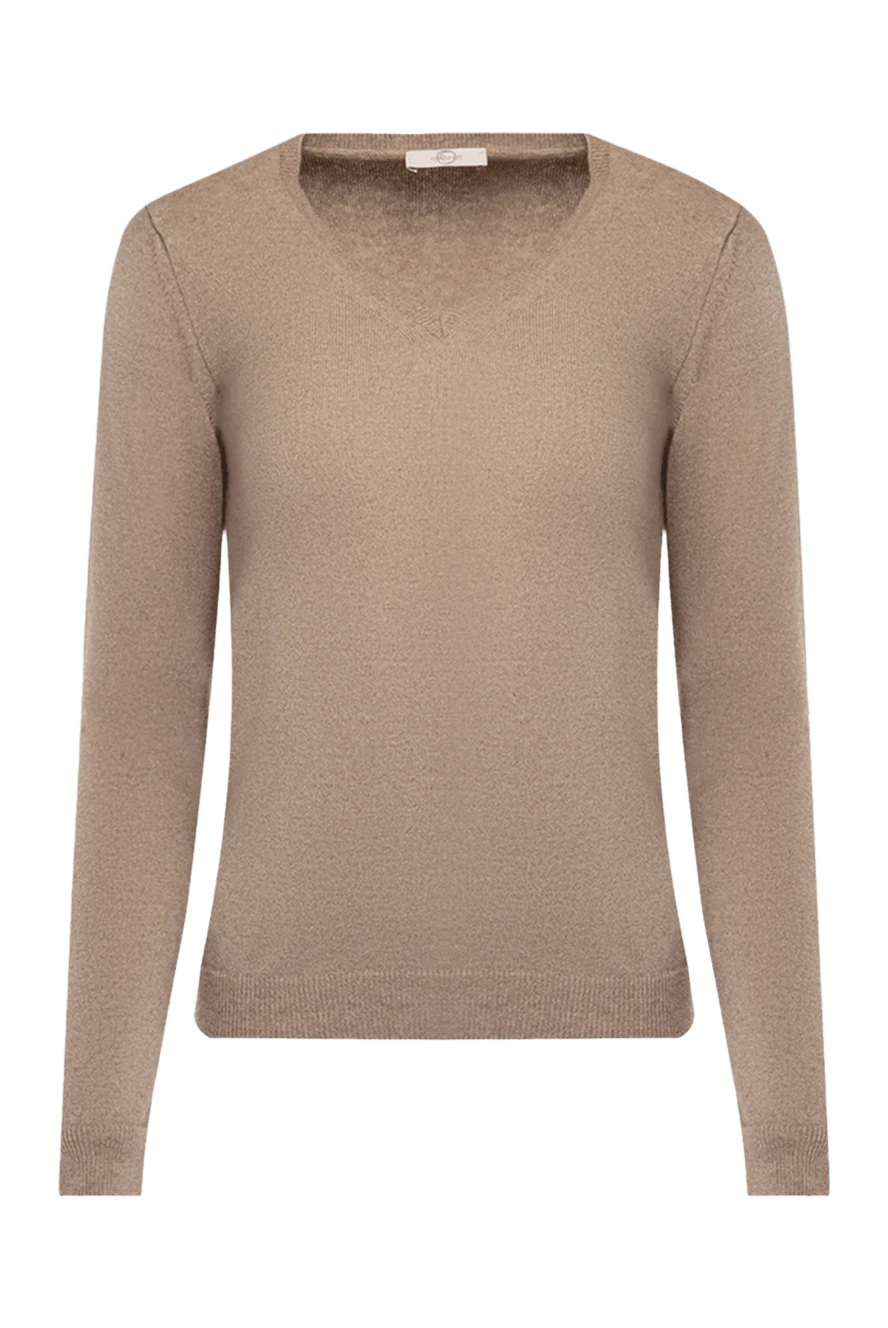 Casheart Brown cashmere jumper for women - V-neck. 100% cashmere. Country of manufacture: Italy. Care: specialized cleaning - photo 1