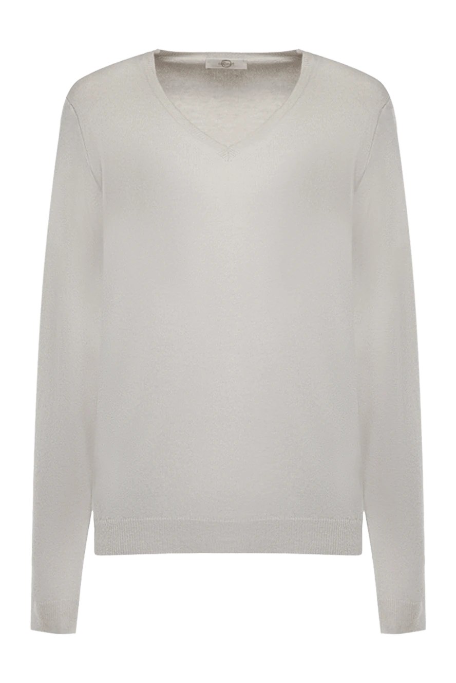 Casheart White cashmere womens jumper with a V-neckline - V-neck. 100% cashmere. Country of manufacture: Italy. Care: specialized cleaning - photo 1