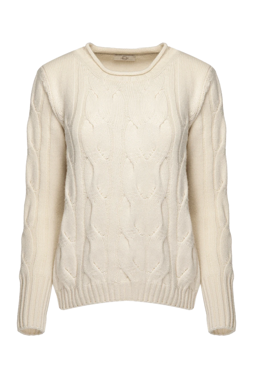 Casheart White cashmere womens jumper with textured knit - textured knitwear. 100% cashmere. Country of manufacture: Italy. Care: specialized cleaning - photo 1