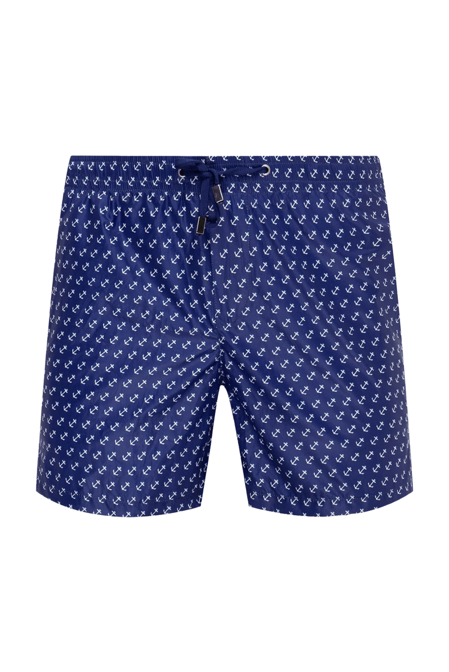 Casheart Blue polyamide beach shorts for men - anchor pattern. 100% polyamide. Closure: drawstring. two side, one back. Country of manufacture: Italy. Care: specialized cleaning - photo 1