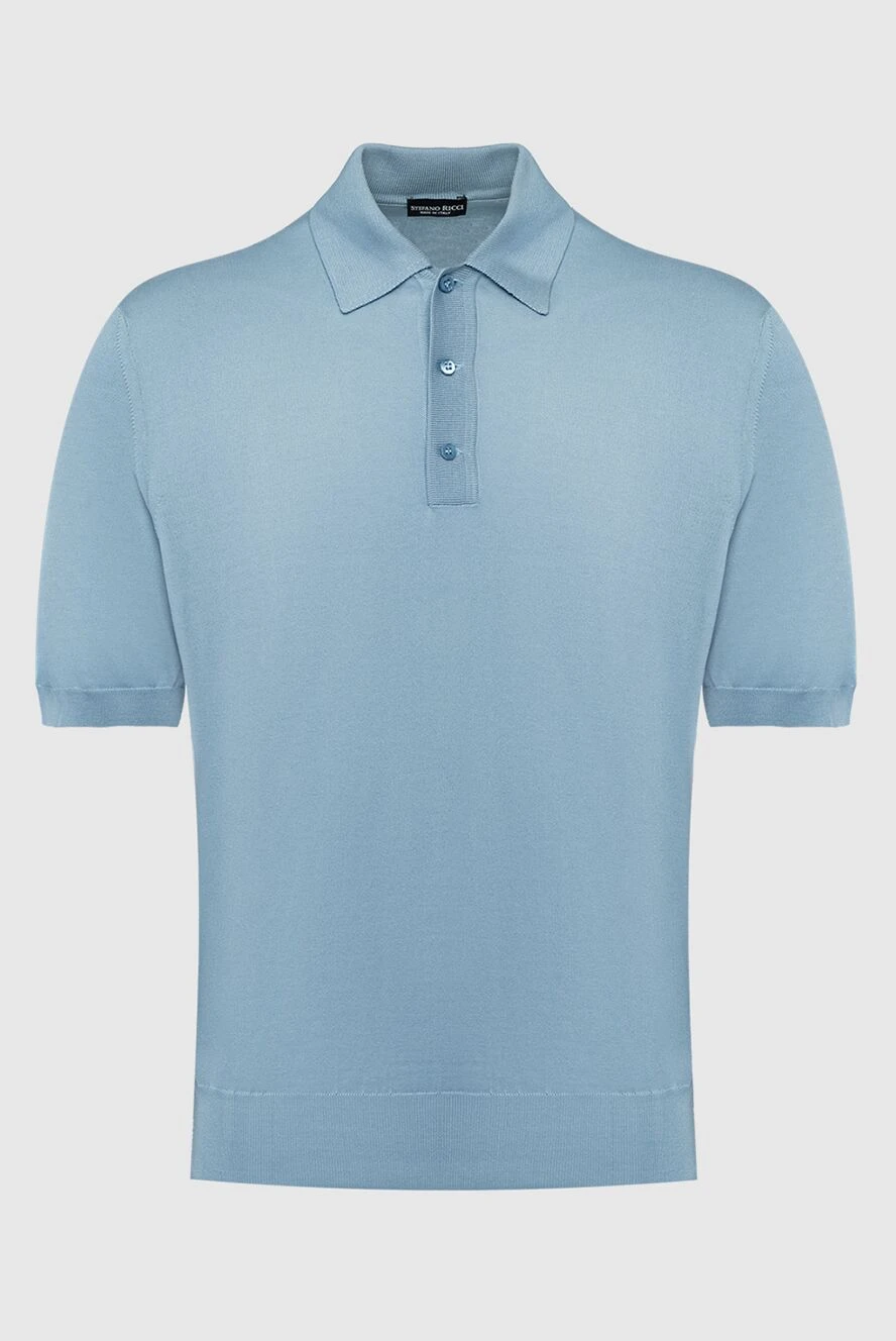 Stefano Ricci Поло из шелка голубое мужское - 100% шёлк. Пуговицы. Страна производитель: Италия. Уход: специализированная чистка - фото 1