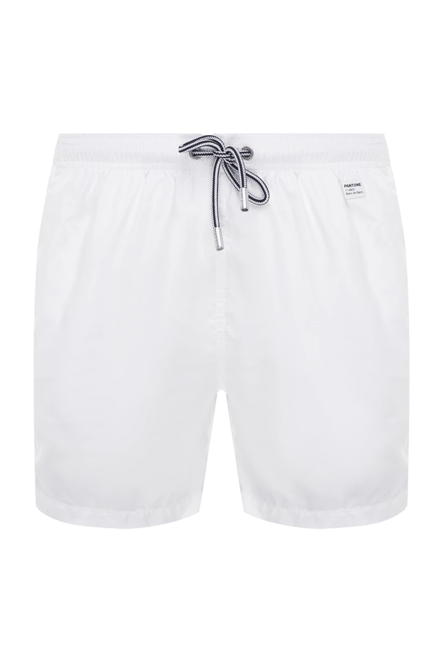 MC2 Saint Barth White polyester beach shorts for men - logo patch. two side, one back. 100% polyester. Closure: drawstring. Country of manufacture: Italy. Care: specialized cleaning - photo 1