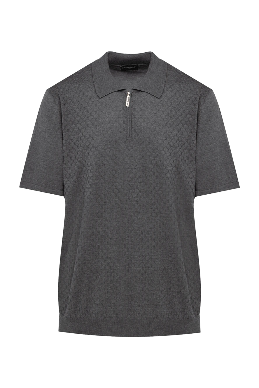 Cesare di Napoli Silk polo gray for men - Embossed pattern. 100% silk. Closure: Zipper. Country of manufacture: Italy. Care: specialized cleaning - photo 1