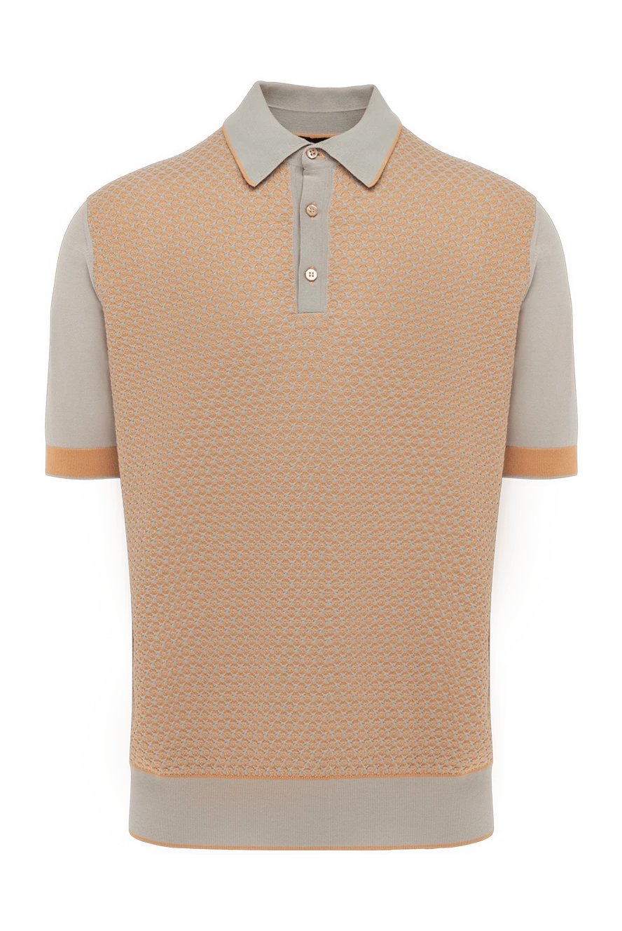 Stefano Ricci Поло из хлопка и шелка с геометрическим жаккардовым узором - Контрастные рукава и ворот, фактурный узор. 100% шёлк. Пуговицы. Страна производитель: Италия. Уход: специализированная чистка - фото 1