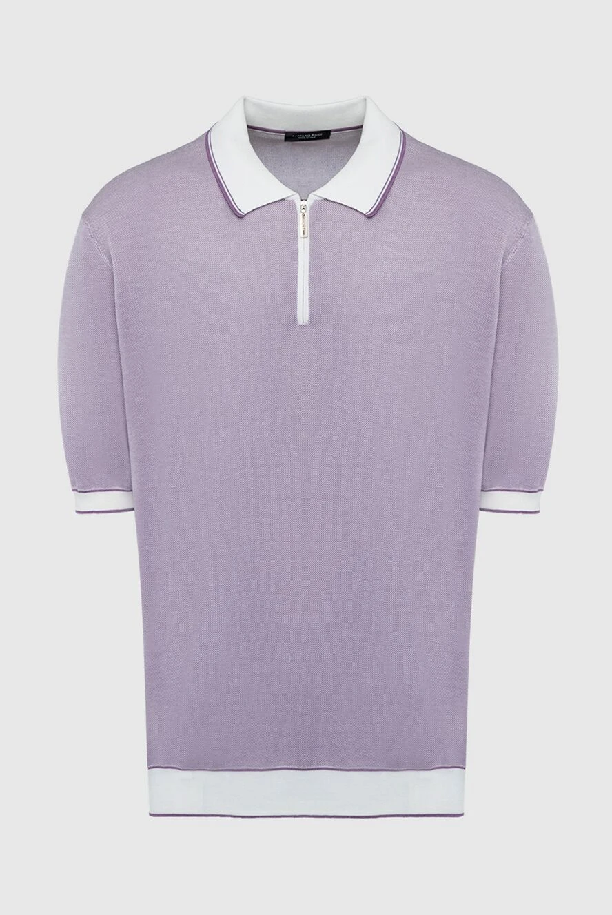 Stefano Ricci Поло из хлопка и шелка фиолетовое мужское - Контрастные манжеты и ворот. 55% хлопок, 45% шёлк. Молния. Страна производитель: Италия. Уход: специализированная чистка - фото 1