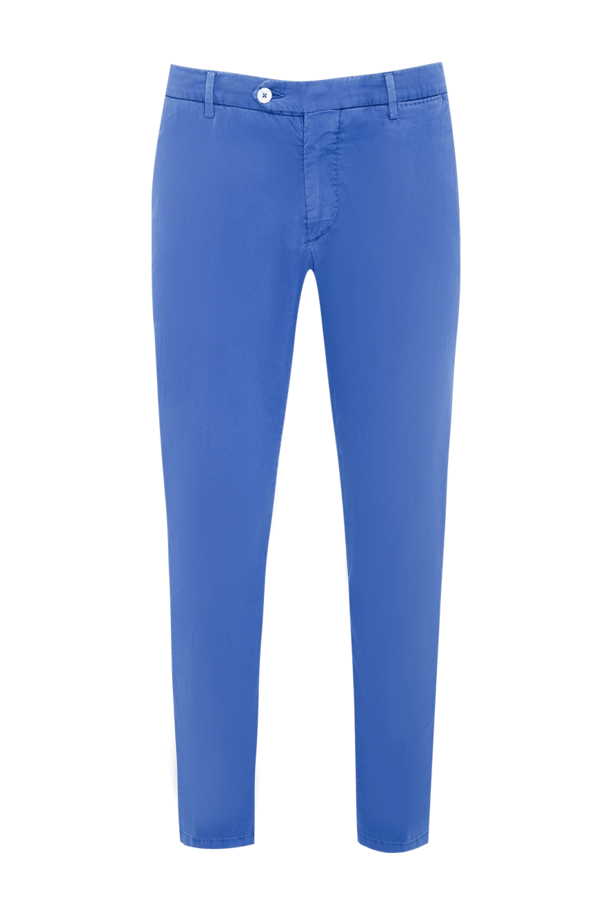 Cesare di Napoli Men's blue trousers - 85% cotton, 11% silk, 4% elastane. Closure: button, zipper. two side pockets, two back pockets. Lining: lining parts 100% cotton. Country of manufacture: Italy. Care: specialized cleaning - photo 1