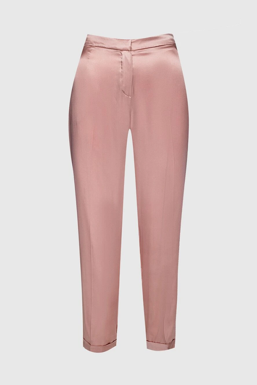 Max&Moi Women's silk cropped pants pink - two pockets. silk. hook, zipper. Country of manufacture: Italy. Care: specialized cleaning - photo 1