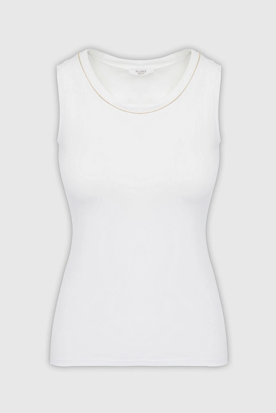 Peserico Women's white cotton and elastane top - 90% cotton, 10% elastane. Country of manufacture: Italy. Care: specialized cleaning - photo 1