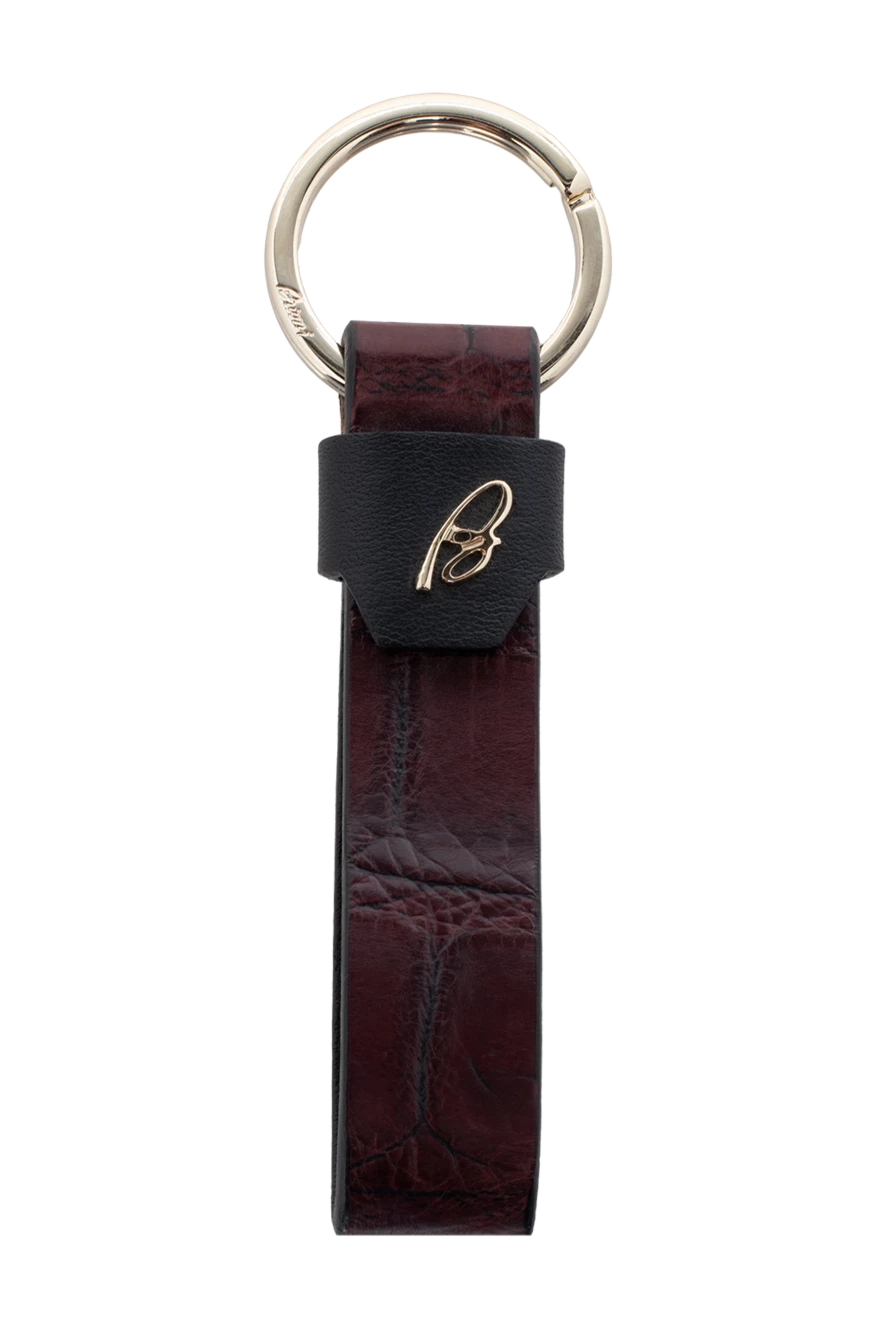 Brioni Keychain from crocodile leather burgundy for men - Textured leather, brand logo. 100% alligator skin, metal. Size: 7x3 cm. Country of manufacture: Italy. Care: specialized cleaning - photo 1