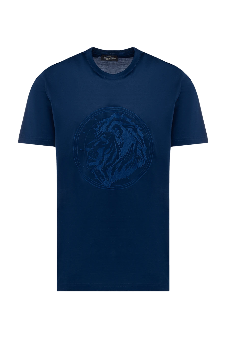 Cesare di Napoli Cotton T-shirt blue for men - animal print. 100% cotton. Country of manufacture: Italy. Care: specialized cleaning - photo 1