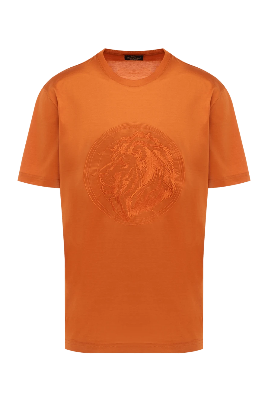 Cesare di Napoli Cotton T-shirt orange for men - animal print. 100% cotton. Country of manufacture: Italy. Care: specialized cleaning - photo 1