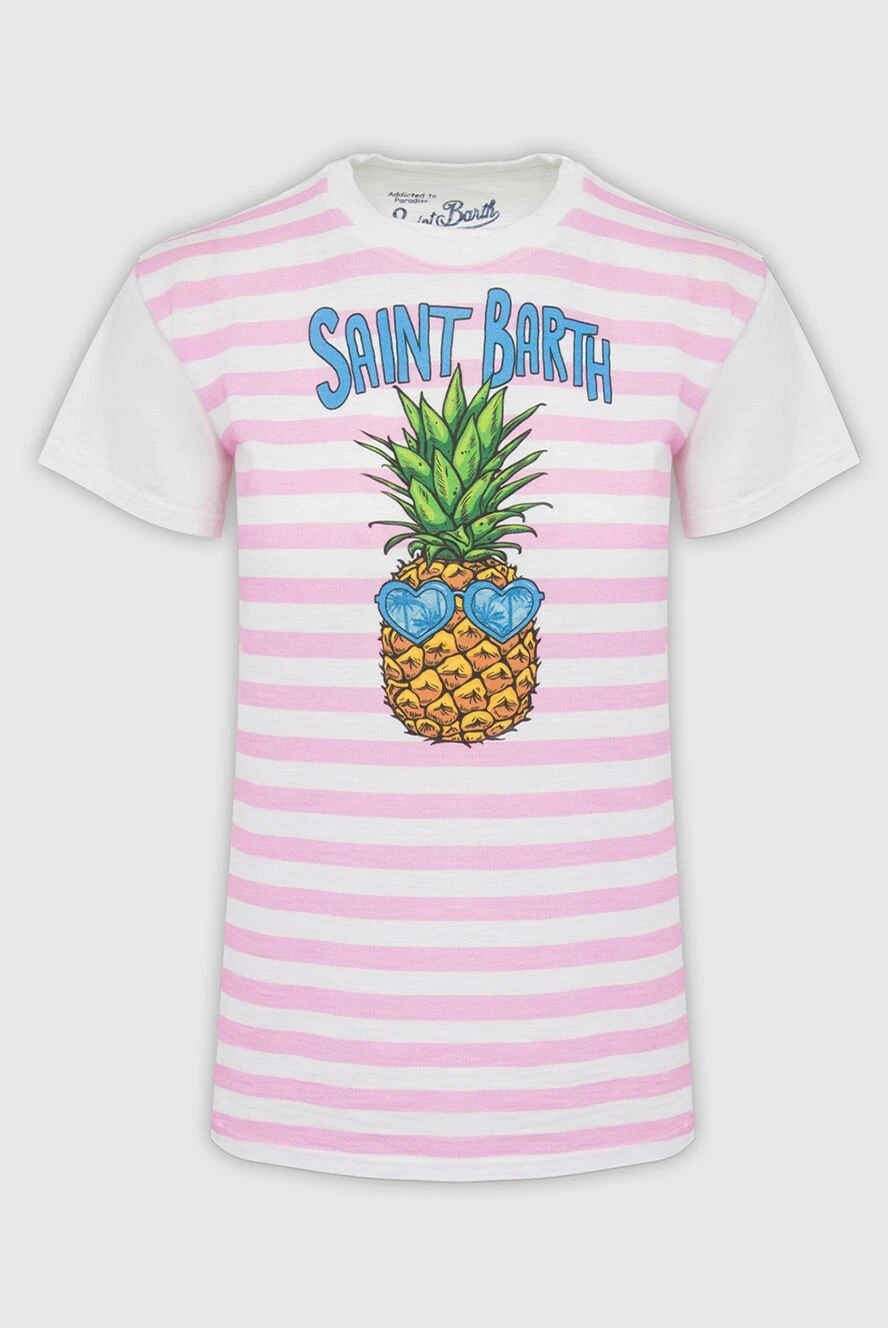 MC2 Saint Barth Pink cotton t-shirt for women - pattern print, striped pattern. 100% cotton. Country of manufacture: Italy. Care: specialized cleaning - photo 1