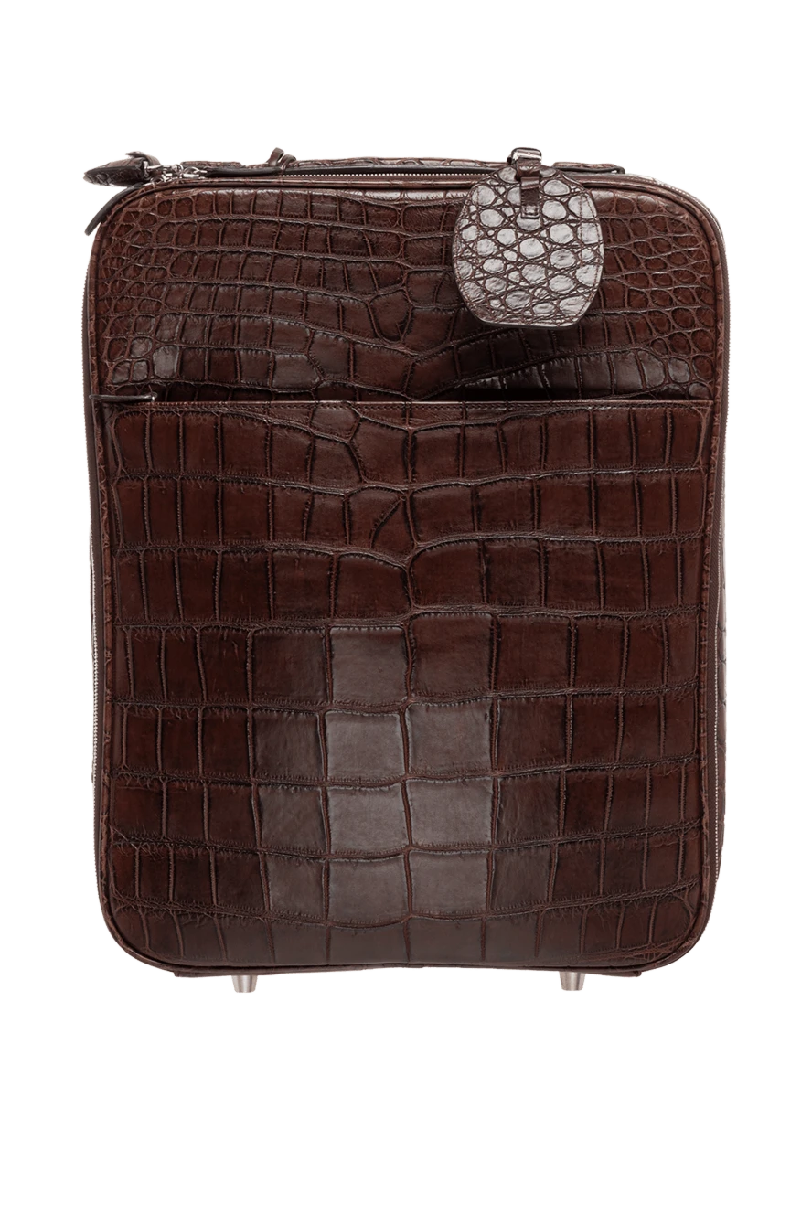 Vaccari Alligator leather suitcase brown men's - textured leather. suitcase on wheels. 100% alligator skin. Handles: two handles, one retractable. outer pocket. Fastener: zipper. Country of manufacture: Italy. Care: specialized cleaning - photo 1