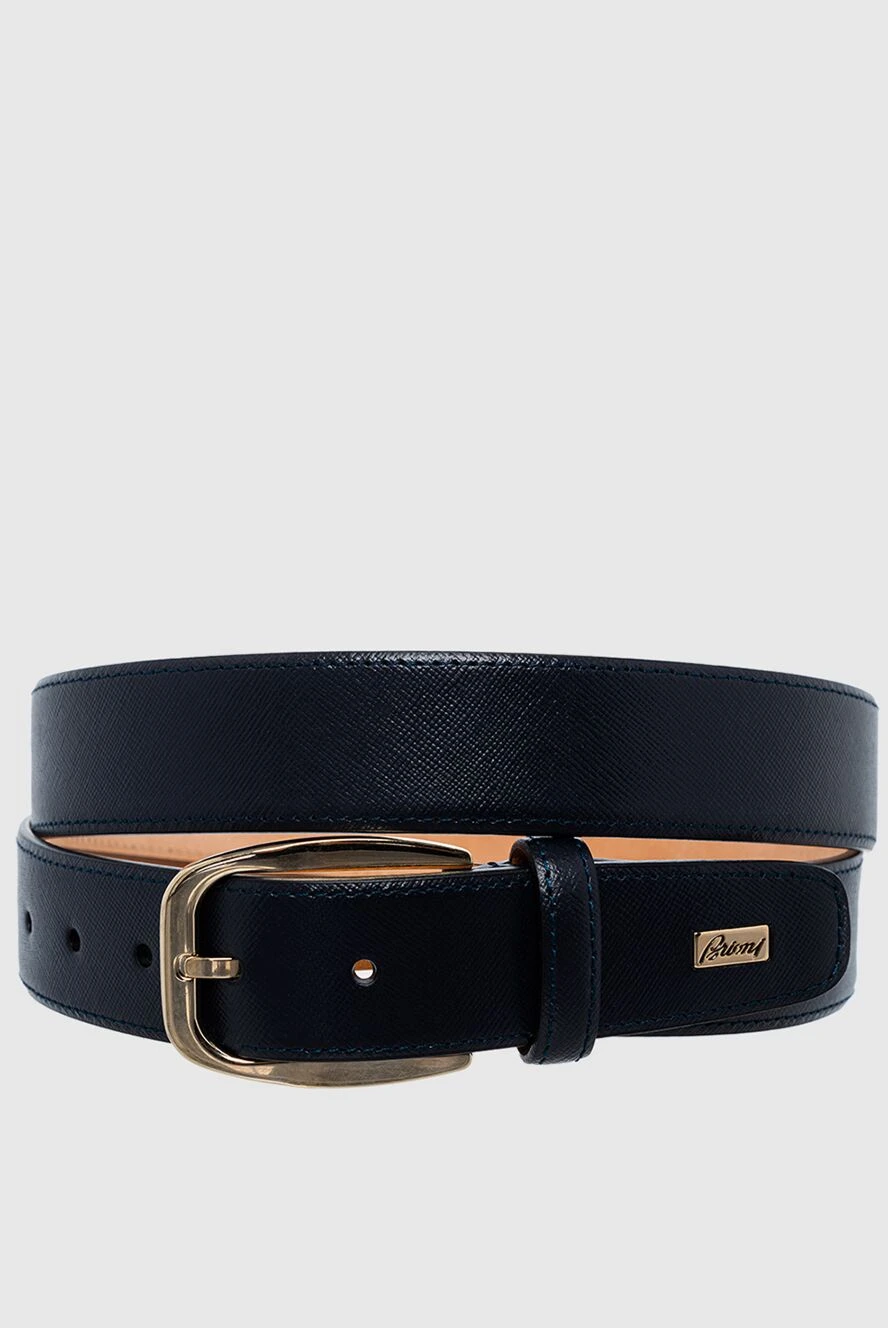 Brioni Blue leather belt for men - 100% leather. Size: Width 3.5cm. Buckle. Country of manufacture: Italy. Care: specialized cleaning - photo 1