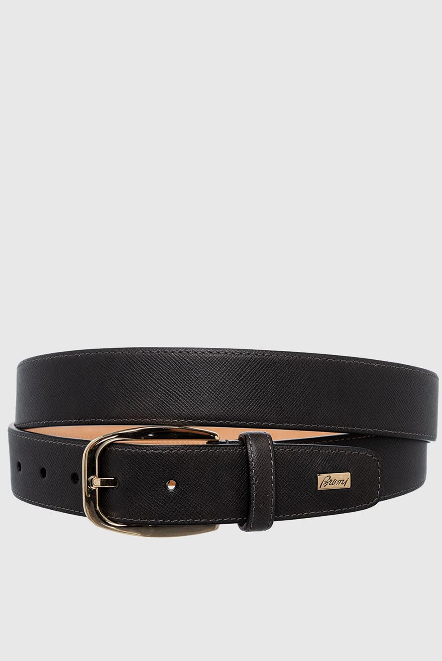 Brioni Black leather belt for men - 100% leather. Size: Width 4cm. Buckle. Country of manufacture: Italy. Care: specialized cleaning - photo 1