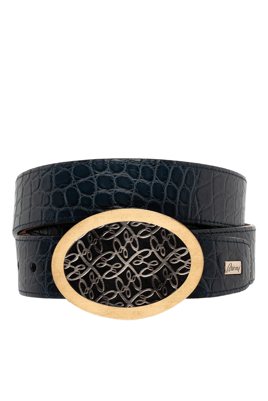 Brioni Crocodile leather belt blue for men - Textured leather. 100% crocodile leather. Size: Width 3.5cm. Buckle. Country of manufacture: Italy. Care: specialized cleaning - photo 1