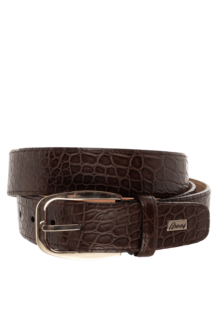 Brioni Brown crocodile leather belt for men - Textured leather. 100% crocodile leather. Size: Width 3.5cm. Buckle. Country of manufacture: Italy. Care: specialized cleaning - photo 1