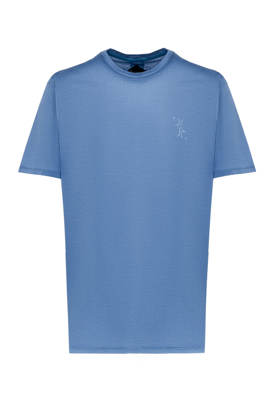 Billionaire Blue cotton T-shirt for men - logo embroidery. 100% cotton. Country of manufacture: Italy. Care: specialized cleaning - photo 1