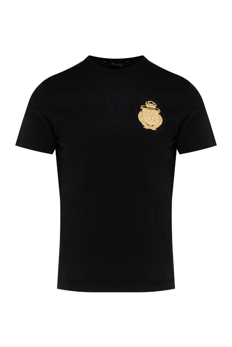 Billionaire Black cotton T-shirt for men - logo embroidery. 100% cotton. Country of manufacture: Italy. Care: specialized cleaning - photo 1