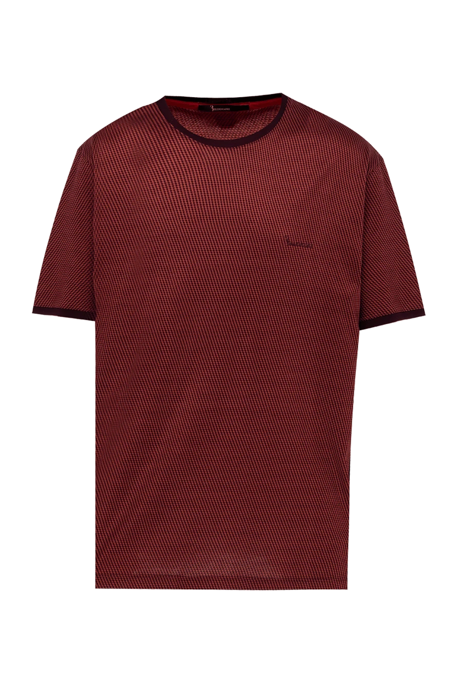 Billionaire Cotton T-shirt burgundy for men - diagonal pattern, contrasting trim. 100% cotton. Country of manufacture: Italy. Care: specialized cleaning - photo 1