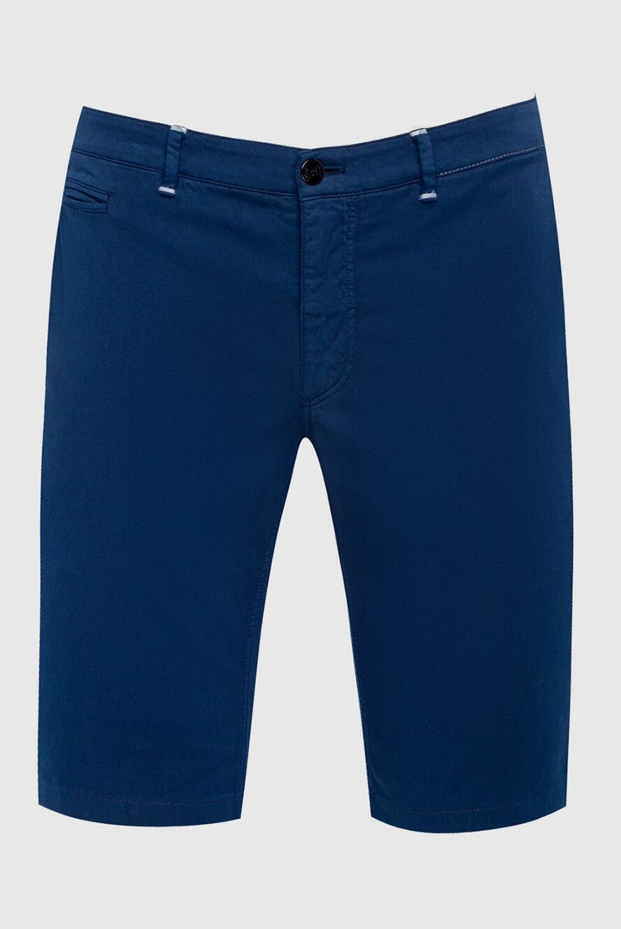 Zilli Men's summer shorts in deep blue with flap pockets - 94% cotton, 4% silk, 2% elastane. Fastener: zipper, button. Three side pockets, two back pockets. Country of manufacture: Italy. Care: specialized cleaning - photo 1
