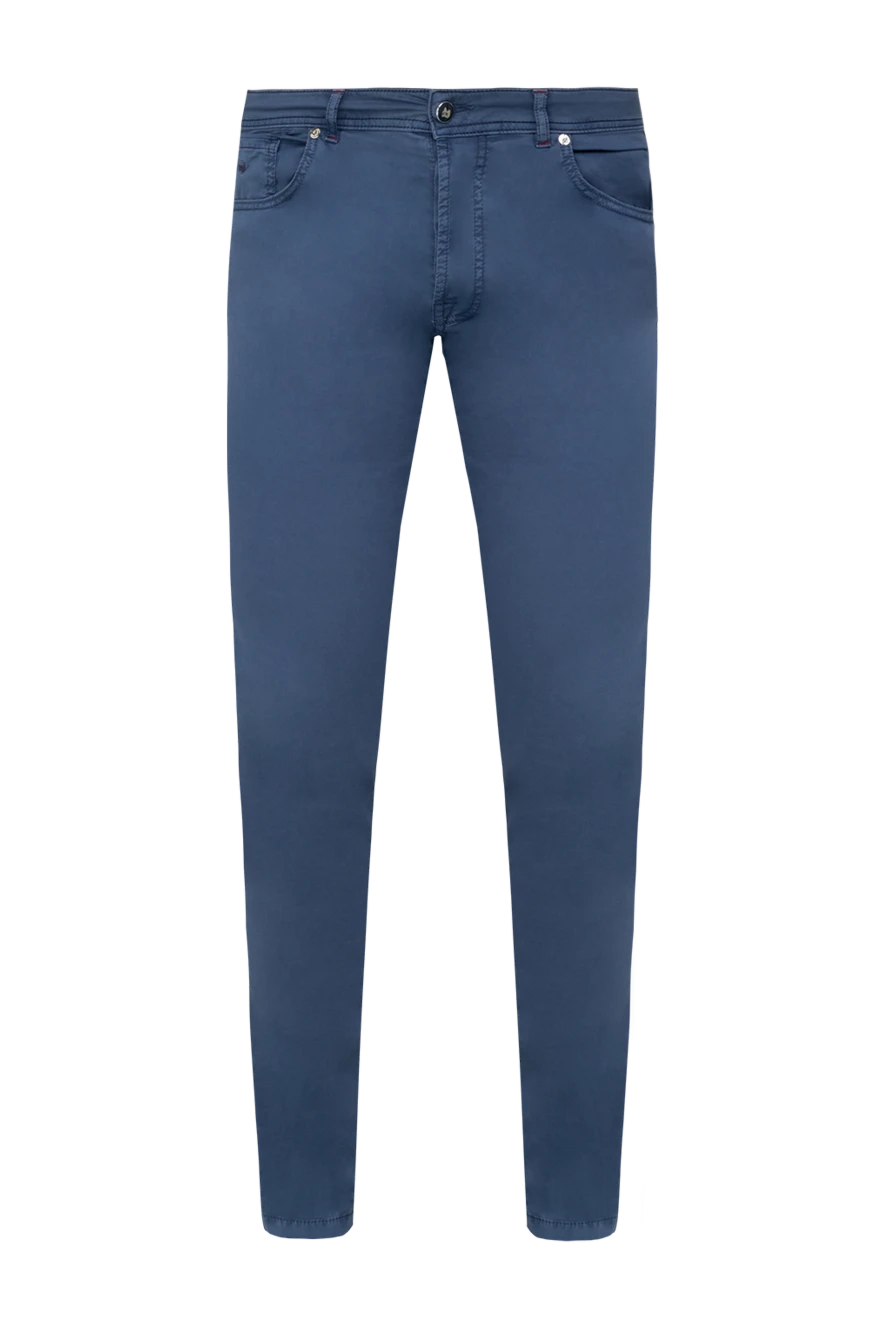 Marco Pescarolo Blue cotton and elastane pants for men - 97% cotton, 3% elastane. Closure: button, zipper. two side pockets, two back pockets. Country of manufacture: Italy. Care: specialized cleaning - photo 1