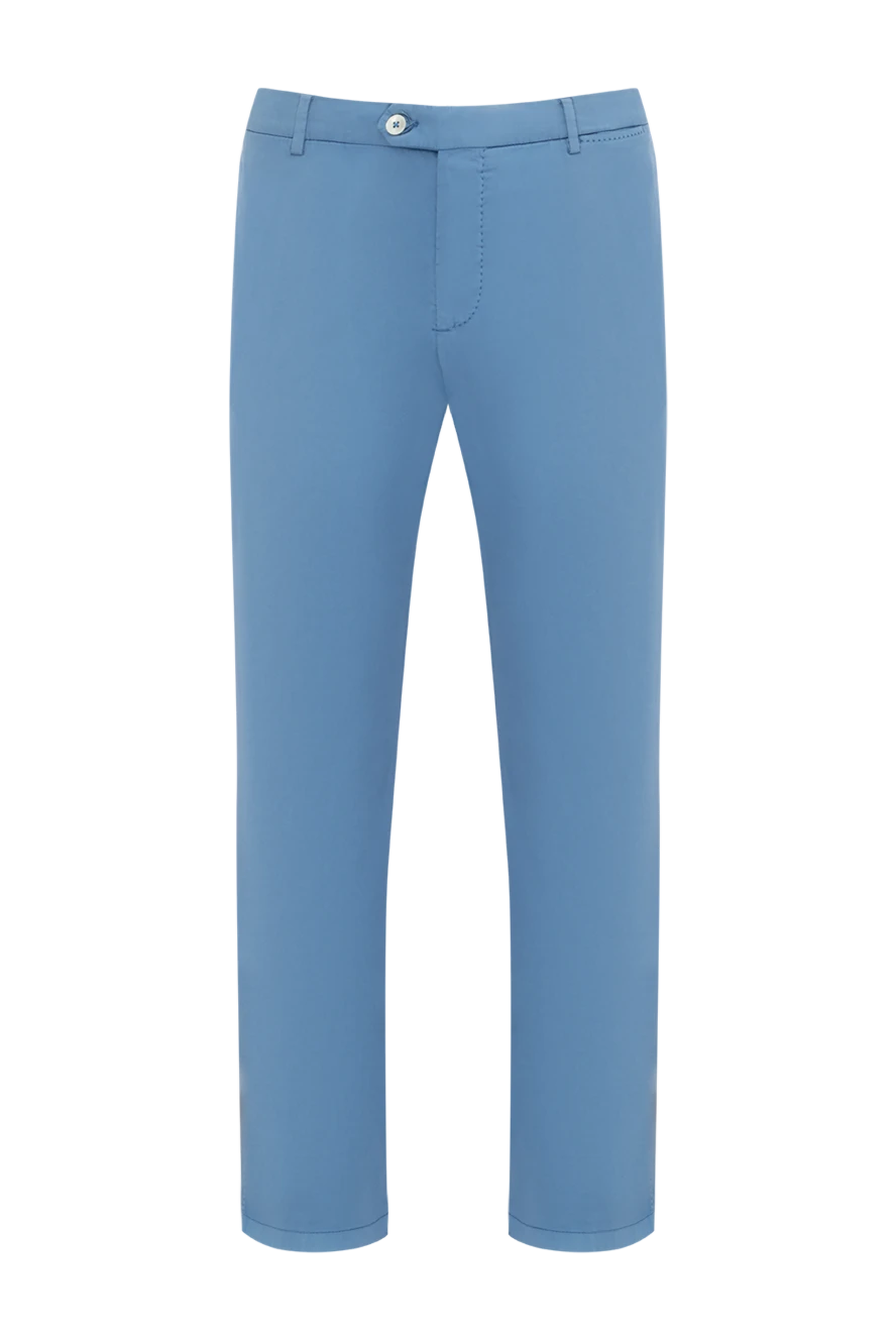 Cesare di Napoli Men's blue trousers - 85% cotton, 11% silk, 4% elastane. Closure: button, zipper. two side pockets, two back pockets. Lining: lining parts 100% cotton. Country of manufacture: Italy. Care: specialized cleaning - photo 1