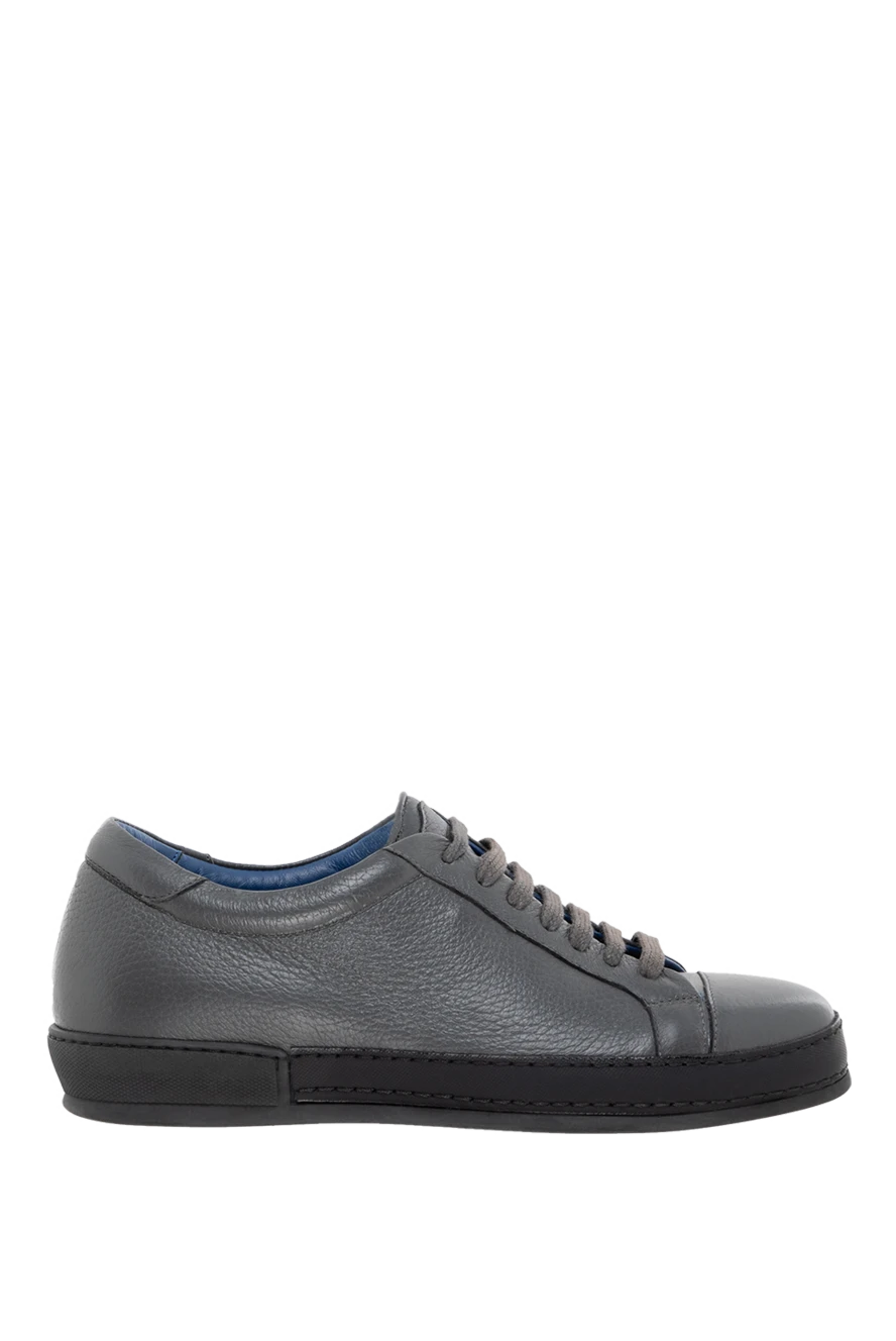 Cesare di Napoli Gray leather snickers for men - contrast sole. 100% genuine leather. lacing. sole height 2cm. Country of manufacture: Italy. Care: specialized cleaning - photo 1