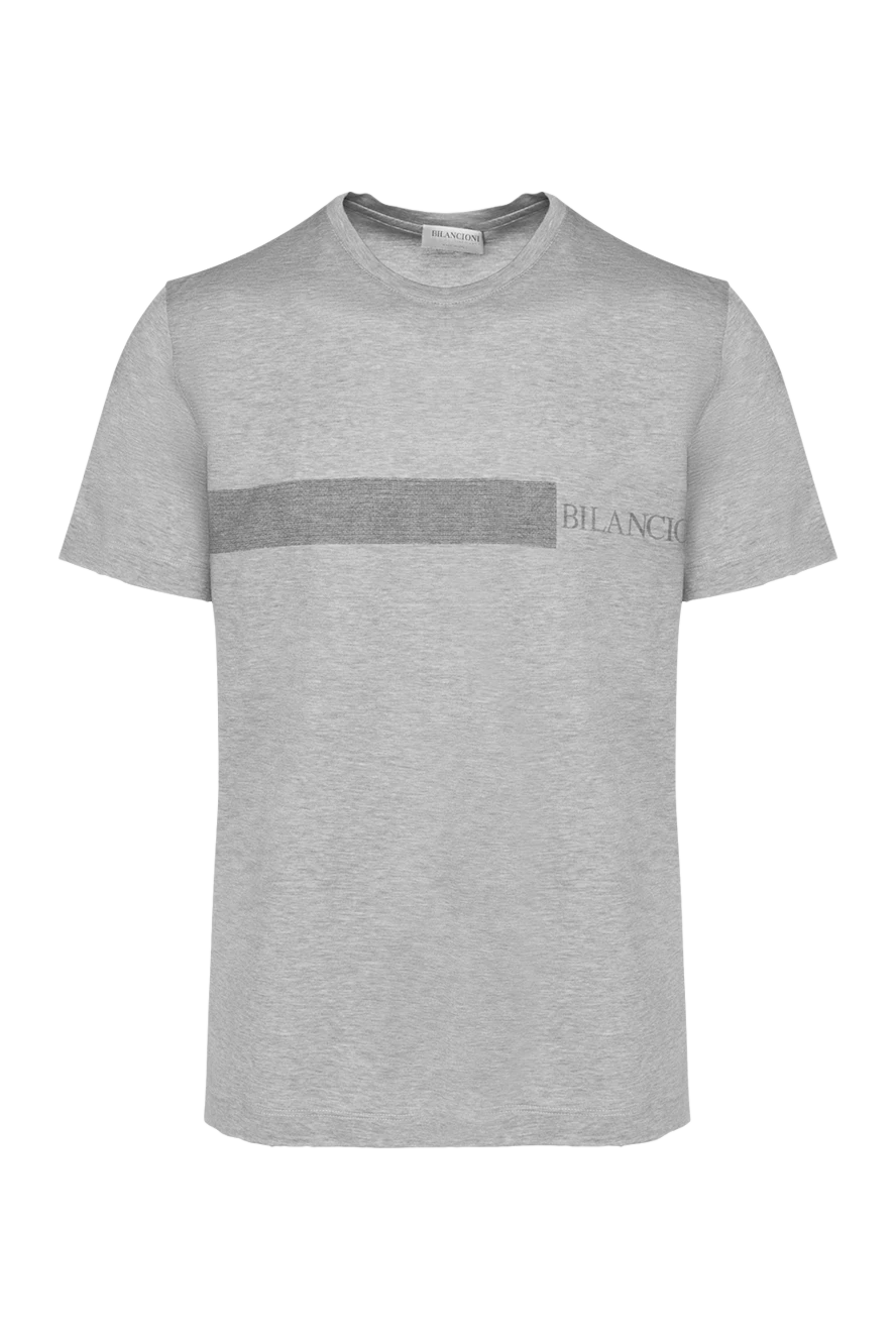 Bilancioni Gray cotton T-shirt for men - Decor: logo print. Composition: 100% cotton. Country of manufacture: Italy. Care: specialized cleaning - photo 1