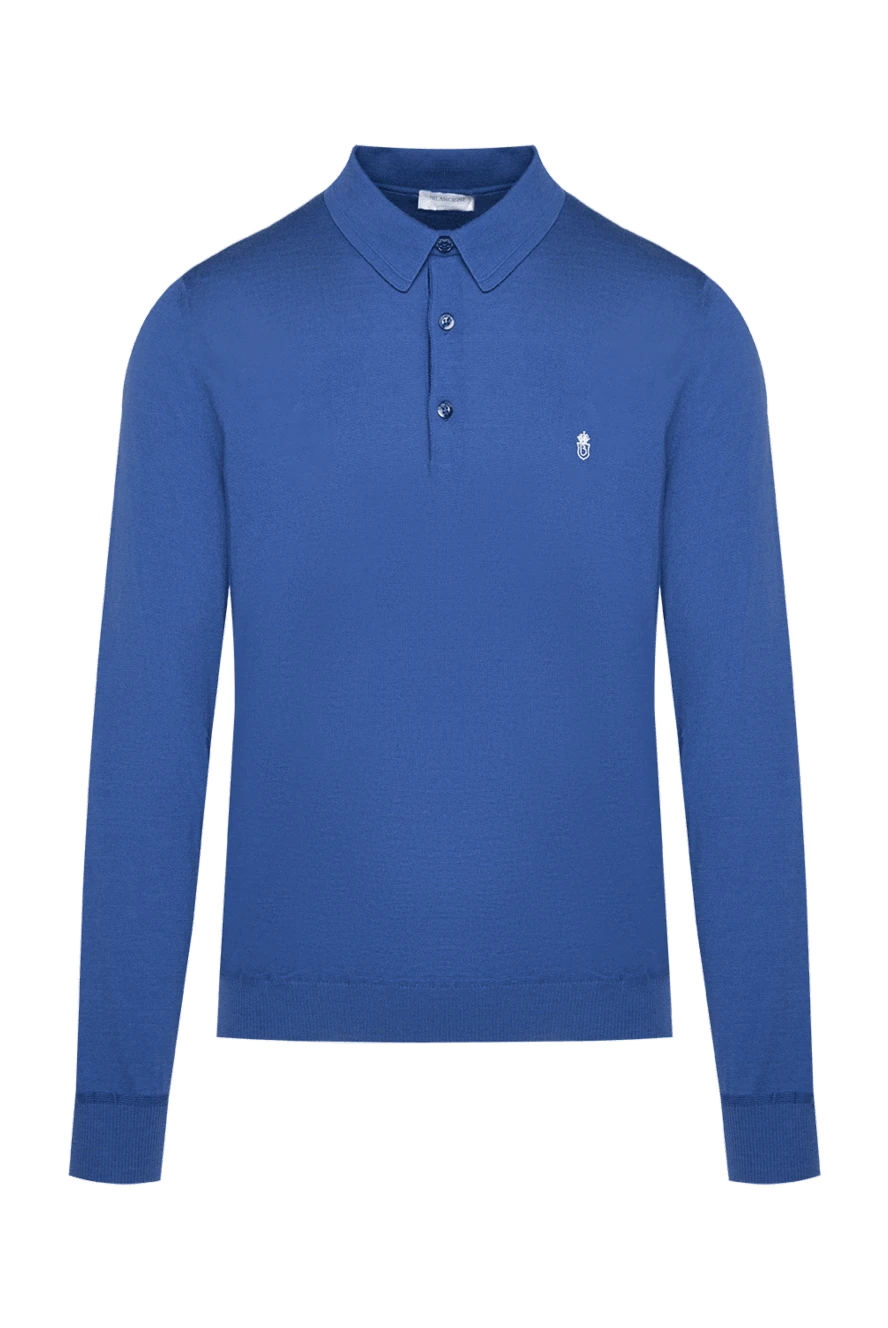 Bilancioni long sleeve polo in silk and cotton blue for men 146787 Men polo Domino Online Store Ukraine