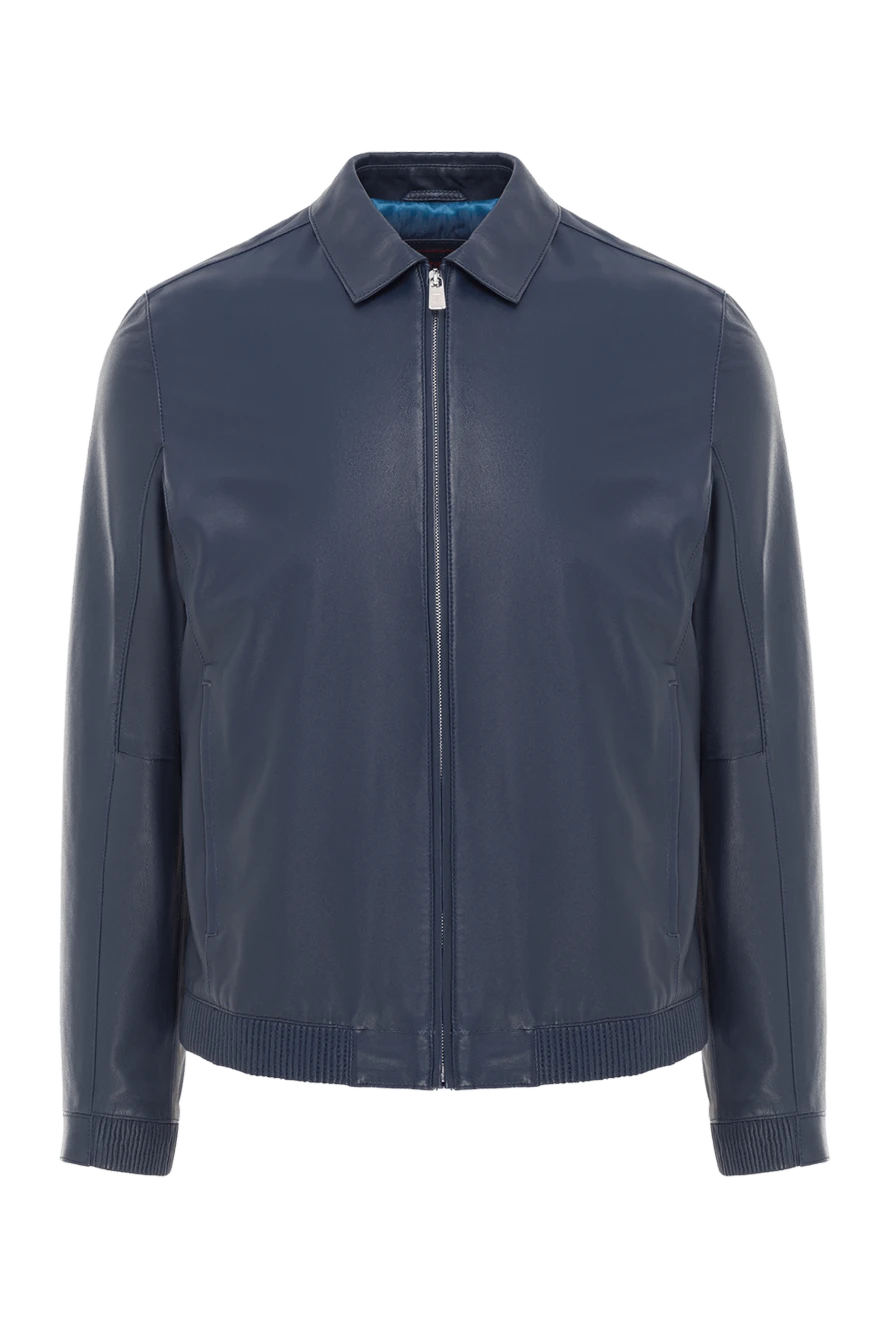 Torras Куртка шкіряна класична синя чоловіча з відкладним коміром - 100% шкіра. Блискавка. Дві бічні кишені. Країна виробник: Італія. Догляд: спеціалізоване чищення - фото 1