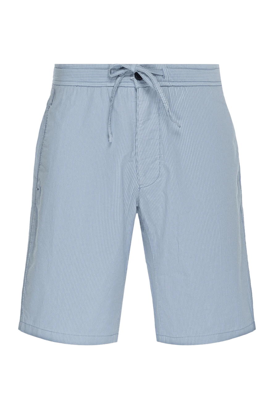 Armani Blue cotton and polyester shorts for men - stripe pattern. 72% cotton, 28% polyester. Closure: button, zipper, drawstring. two side pockets, two back pockets. Country of manufacture: Italy. Care: specialized cleaning - photo 1