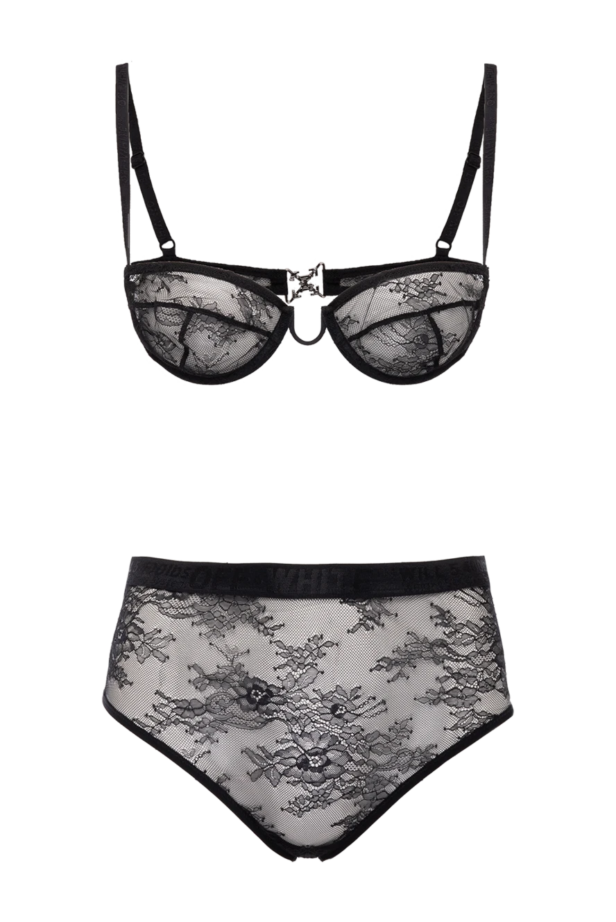 Off-White Women's lace lingerie set, black - lace. nylon. Fastener: clasp. straps, set of two units. Country of manufacture: Italy. Care: specialized cleaning - photo 1