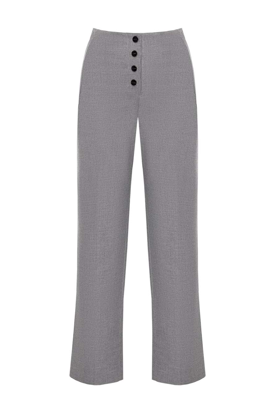 Max&Moi Women's straight-leg pants with black buttons gray - contrasting buttons. one pocket. viscose, polyester, wool, elastane. buttons. Country of manufacture: Italy. Care: specialized cleaning - photo 1