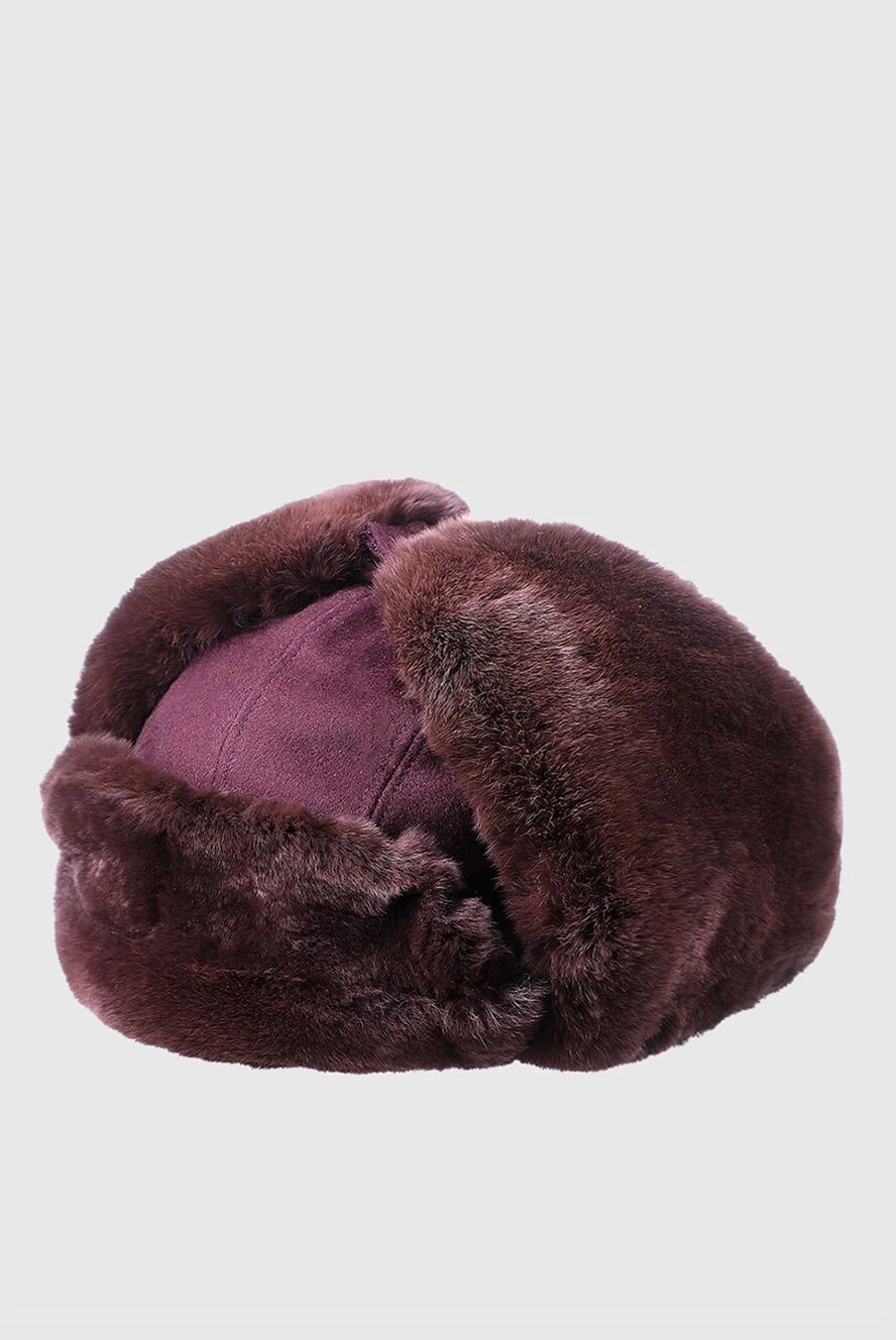 Tombolini Burgundy men's hat made of wool and natural fur - Fur lapel. Fur lining. 100% wool, 100% natural fur. Country of manufacture: Italy. Care: specialized cleaning - photo 1