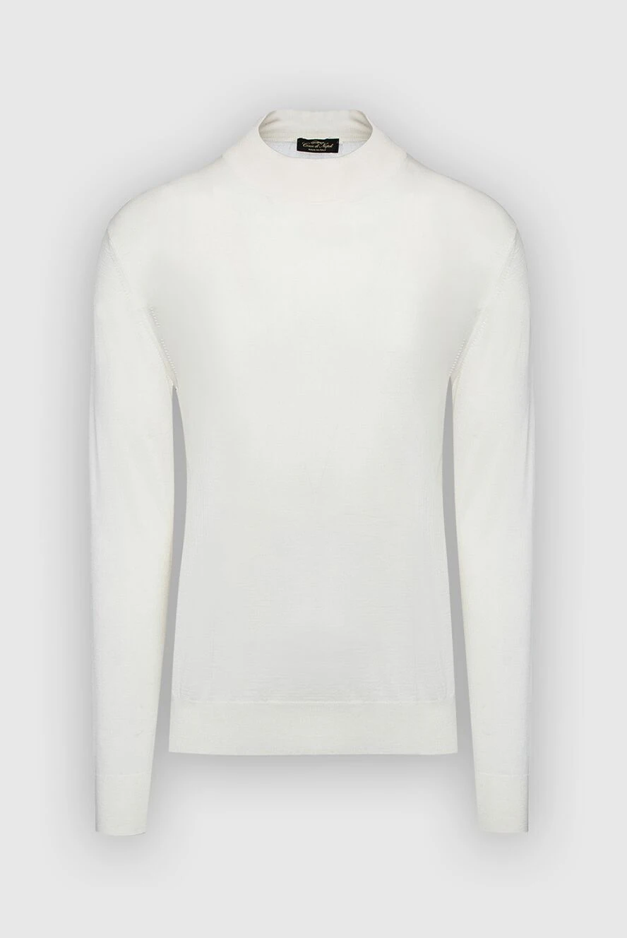 Cesare di Napoli White wool and cashmere turtleneck jumper for men - High collar stand. 70% wool, 30% cashmere. Country of manufacture: Italy. Care: specialized cleaning - photo 1