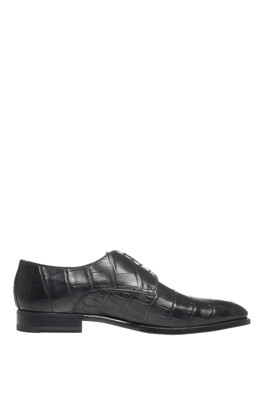 Cesare di Napoli Black alligator leather men's shoes - Textured leather. 100% alligator skin. Lace-up. Interior: Alligator. Insole: Leather. Heel height: 2cm. Outsole: Other materials. Country of manufacture: Italy. Care: specialized cleaning - photo 1